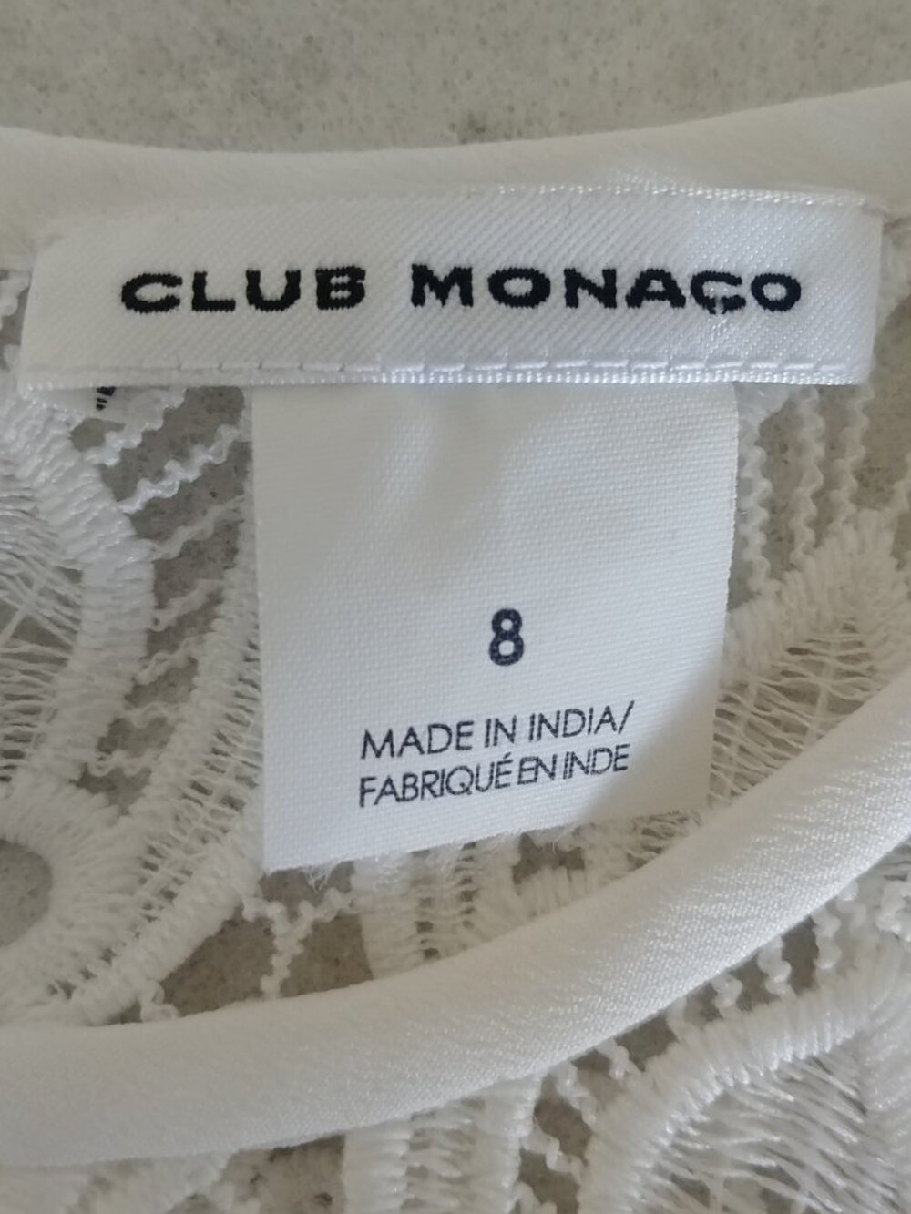 Club Monaco size 8 white cutout lace mini dress sheer - Picture 9 of 16